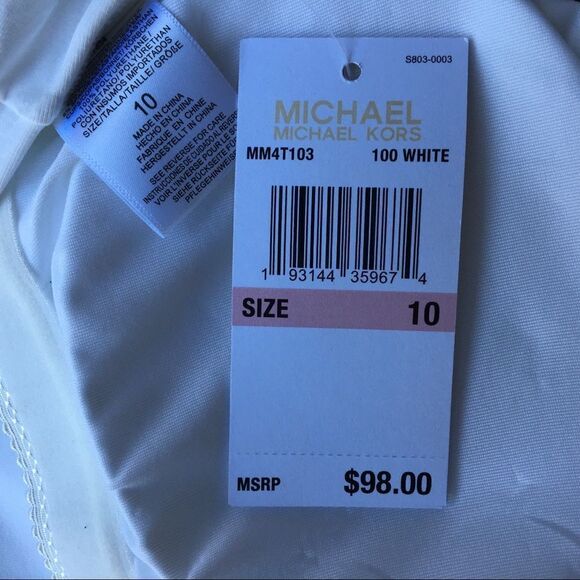 Michael Kors New One Piece White Signature Logo Swimsuit 6 NWT - Picture 8 of 13